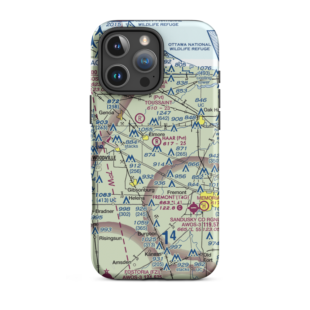 Haar Airport (9OH1) VFR Sectional  Tough iPhone Case iPhone 16 Pro Max model shown