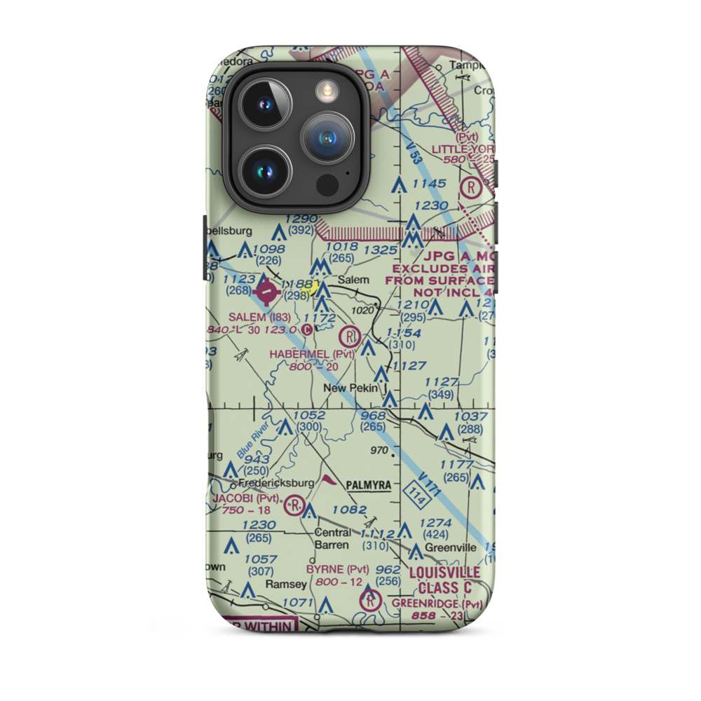 Habermel Airport (IN44) VFR Sectional  Tough iPhone Case iPhone 16 Pro Max model shown