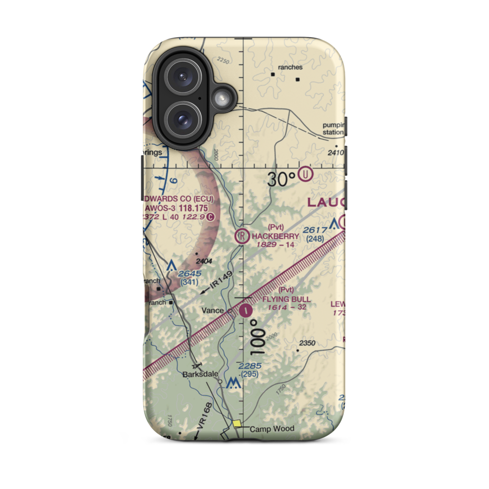 Hackberry Ranch Airport (XS69) VFR Sectional  Tough iPhone Case iPhone 16 Plus model shown