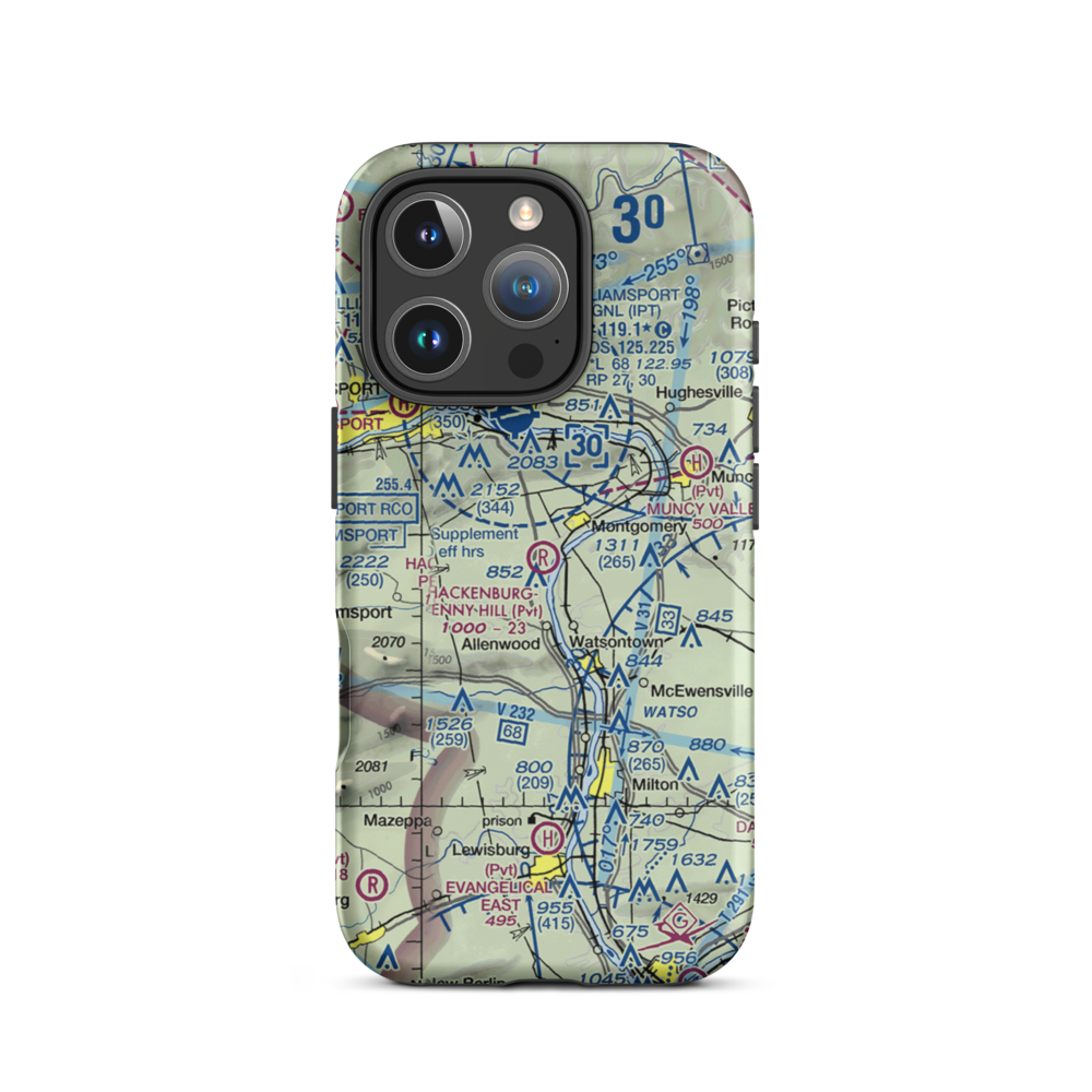 Hackenburg-Penny Hill Airport (6PA3) VFR Sectional  Tough iPhone Case iPhone 16 Pro model shown
