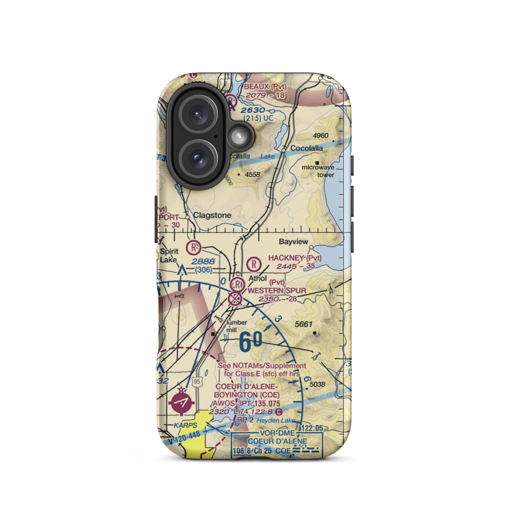 Hackney Airpark (ID05) VFR Sectional  Tough iPhone Case iPhone 16 model shown