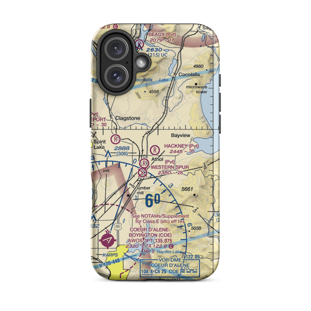 Hackney Airpark (ID05) VFR Sectional  Tough iPhone Case iPhone 16 Plus model shown