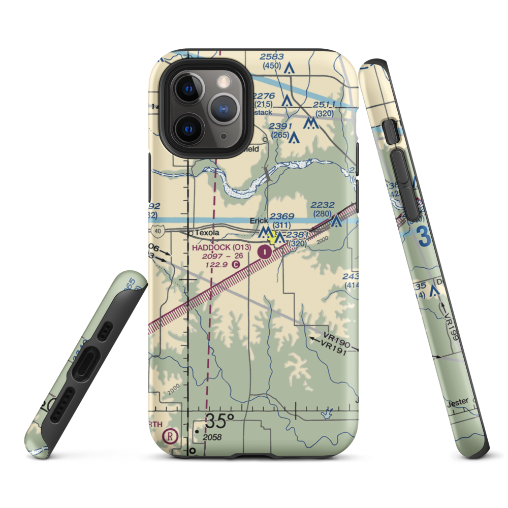 Haddock Field (O13) VFR Sectional  Tough iPhone Case iPhone 11 Pro model shown