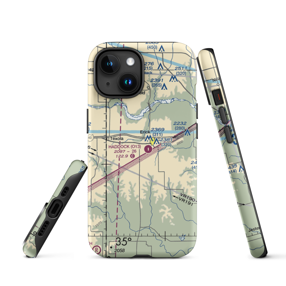 Haddock Field (O13) VFR Sectional  Tough iPhone Case iPhone 15 model shown