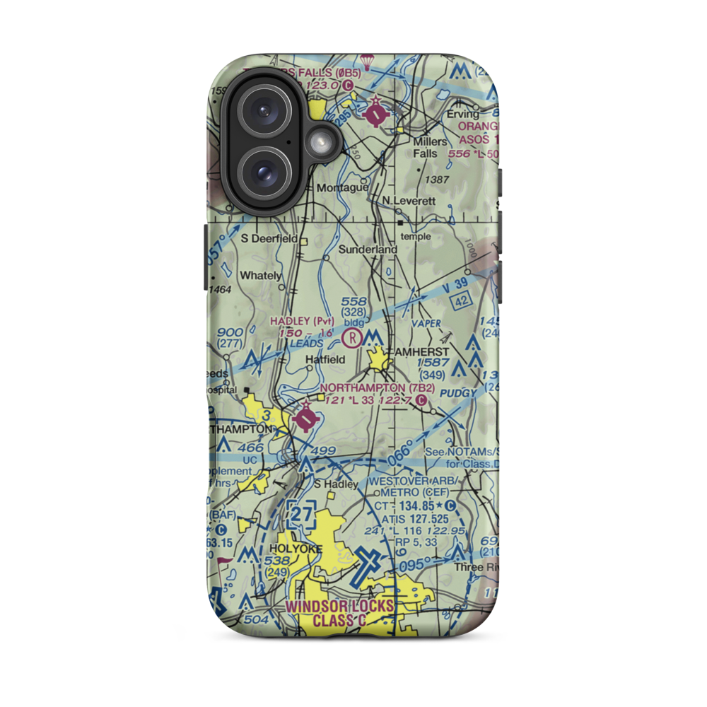 Hadley Airport (03MA) VFR Sectional  Tough iPhone Case iPhone 16 Plus model shown