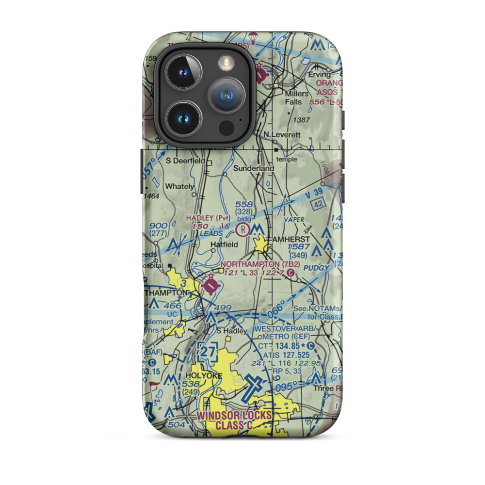 Hadley Airport (03MA) VFR Sectional  Tough iPhone Case iPhone 16 Pro Max model shown