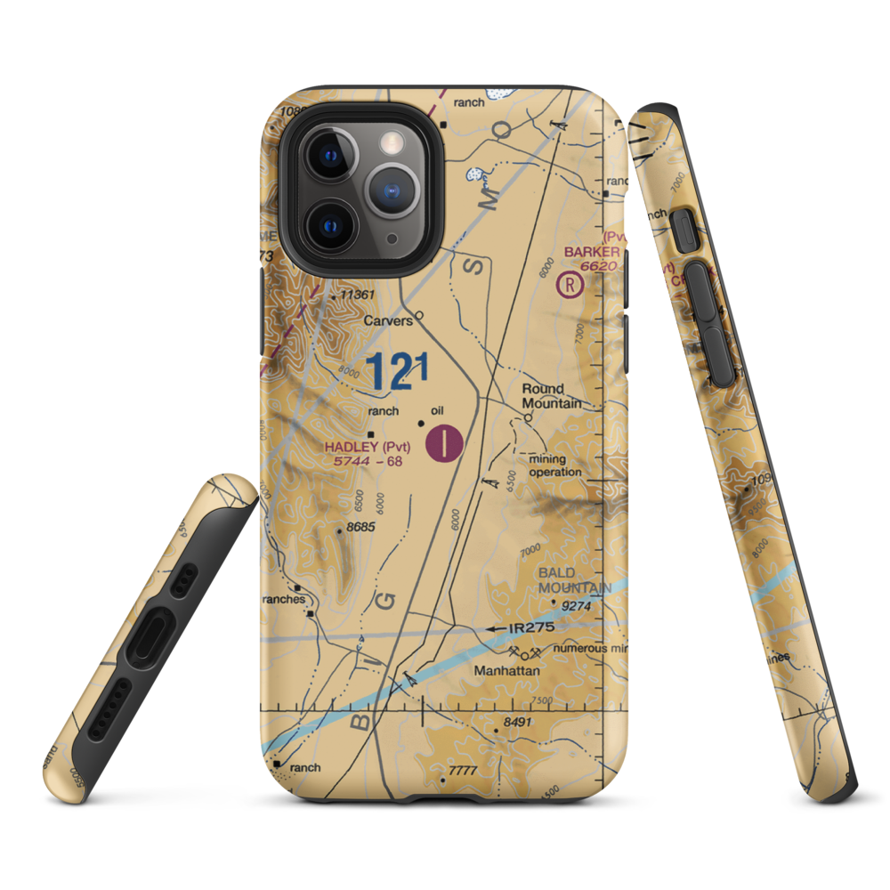 Hadley Airport (NV83) VFR Sectional  Tough iPhone Case iPhone 11 Pro model shown