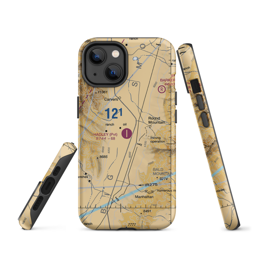 Hadley Airport (NV83) VFR Sectional  Tough iPhone Case iPhone 14 model shown