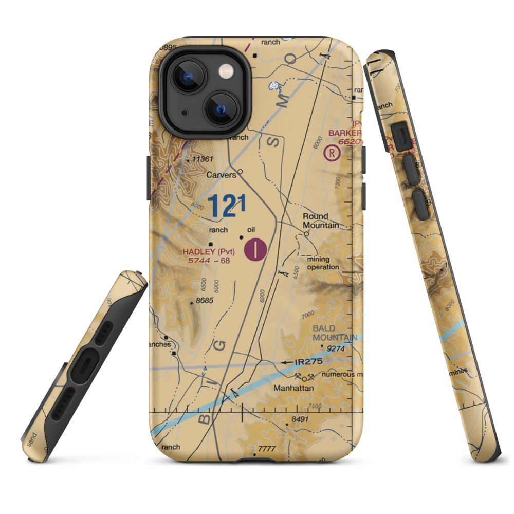 Hadley Airport (NV83) VFR Sectional  Tough iPhone Case iPhone 14 Plus model shown