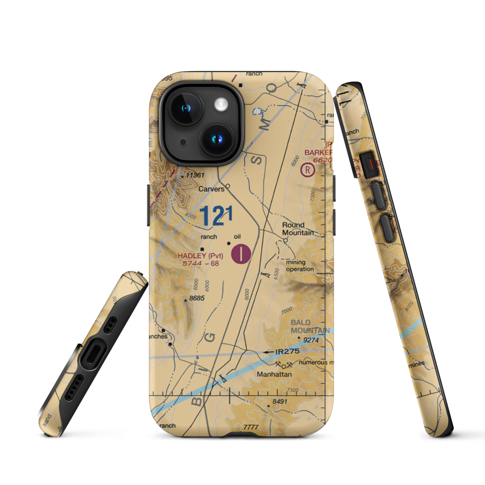 Hadley Airport (NV83) VFR Sectional  Tough iPhone Case iPhone 15 model shown