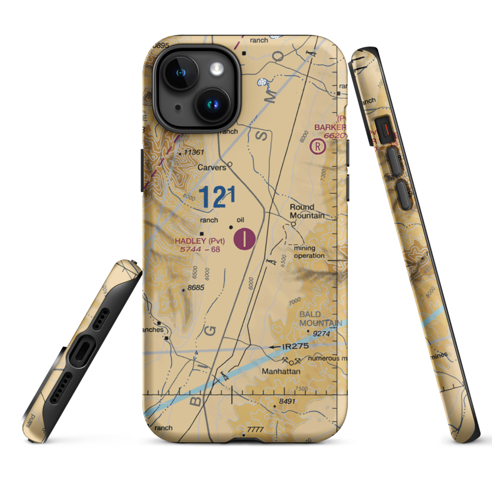 Hadley Airport (NV83) VFR Sectional  Tough iPhone Case iPhone 15 Plus model shown