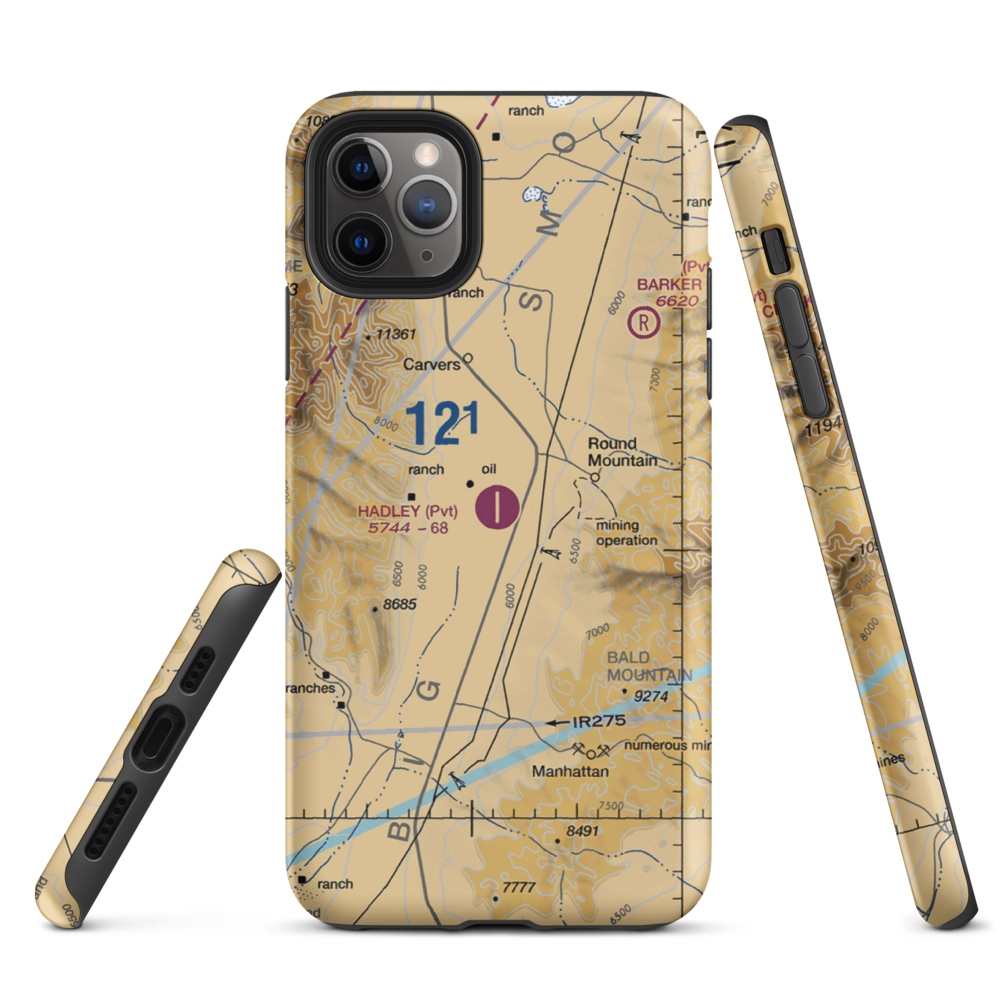 Hadley Airport (NV83) VFR Sectional  Tough iPhone Case iPhone 11 Pro Max model shown