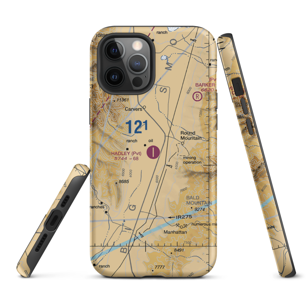 Hadley Airport (NV83) VFR Sectional  Tough iPhone Case iPhone 12 Pro Max model shown