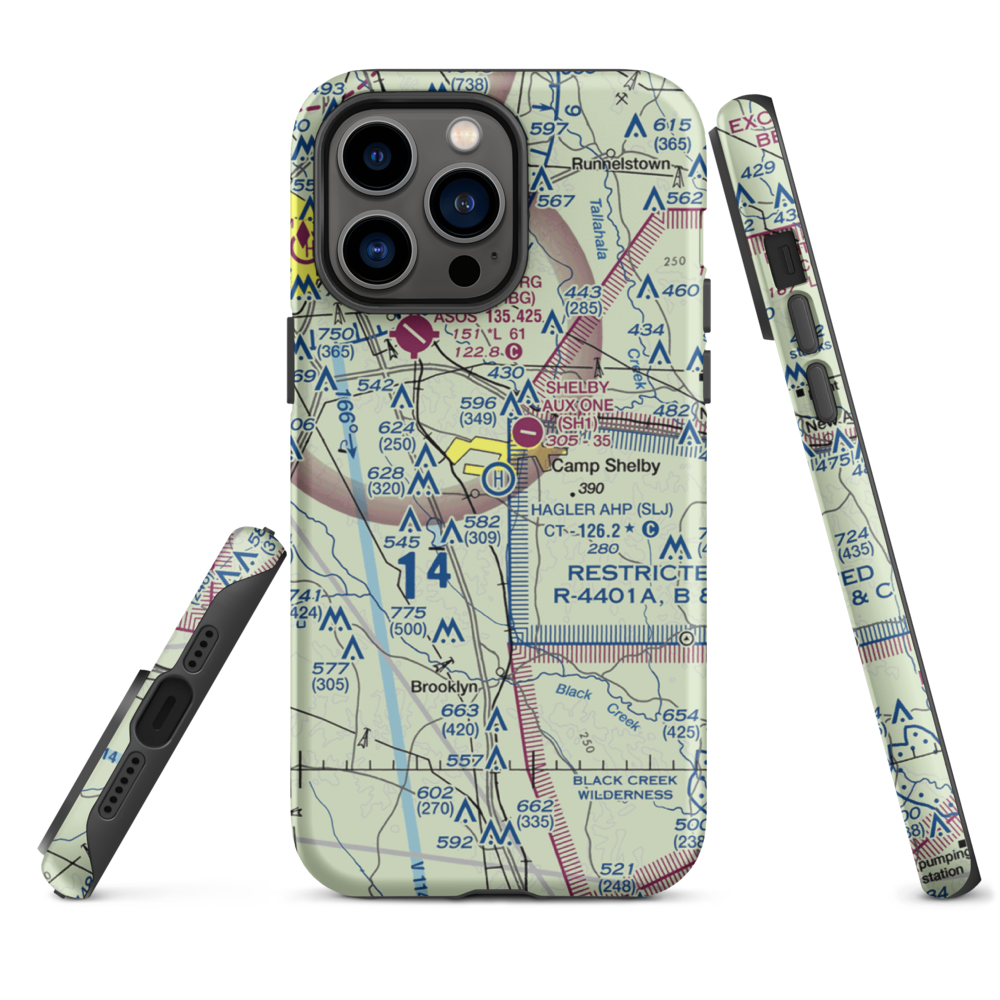 Hagler Army Heliport (SLJ) VFR Sectional  Tough iPhone Case iPhone 14 Pro Max model shown