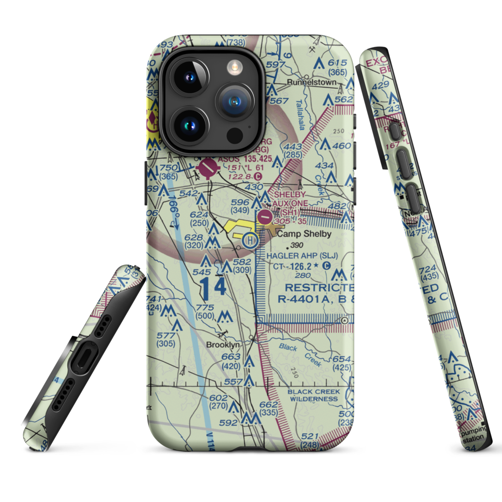Hagler Army Heliport (SLJ) VFR Sectional  Tough iPhone Case iPhone 15 Pro Max model shown