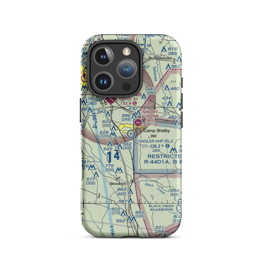 Hagler Army Heliport (SLJ) VFR Sectional  Tough iPhone Case iPhone 16 Pro model shown