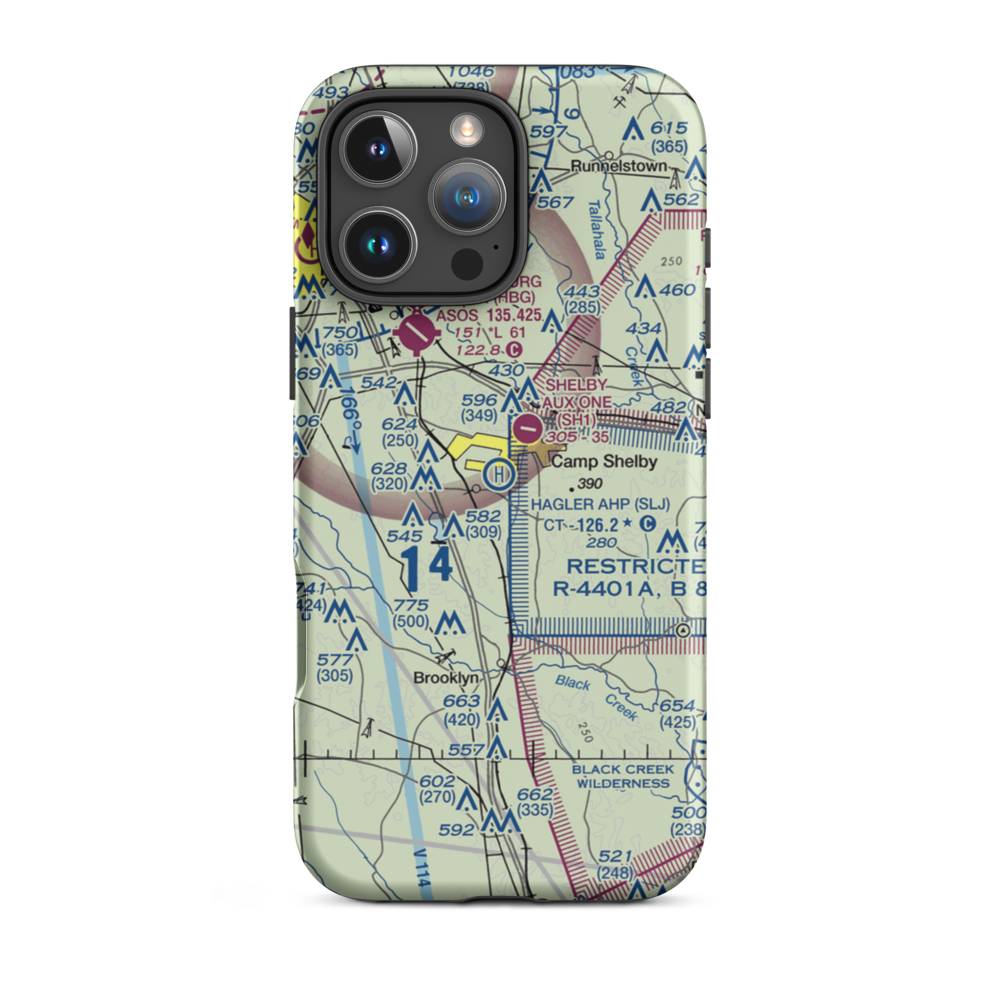 Hagler Army Heliport (SLJ) VFR Sectional  Tough iPhone Case iPhone 16 Pro Max model shown