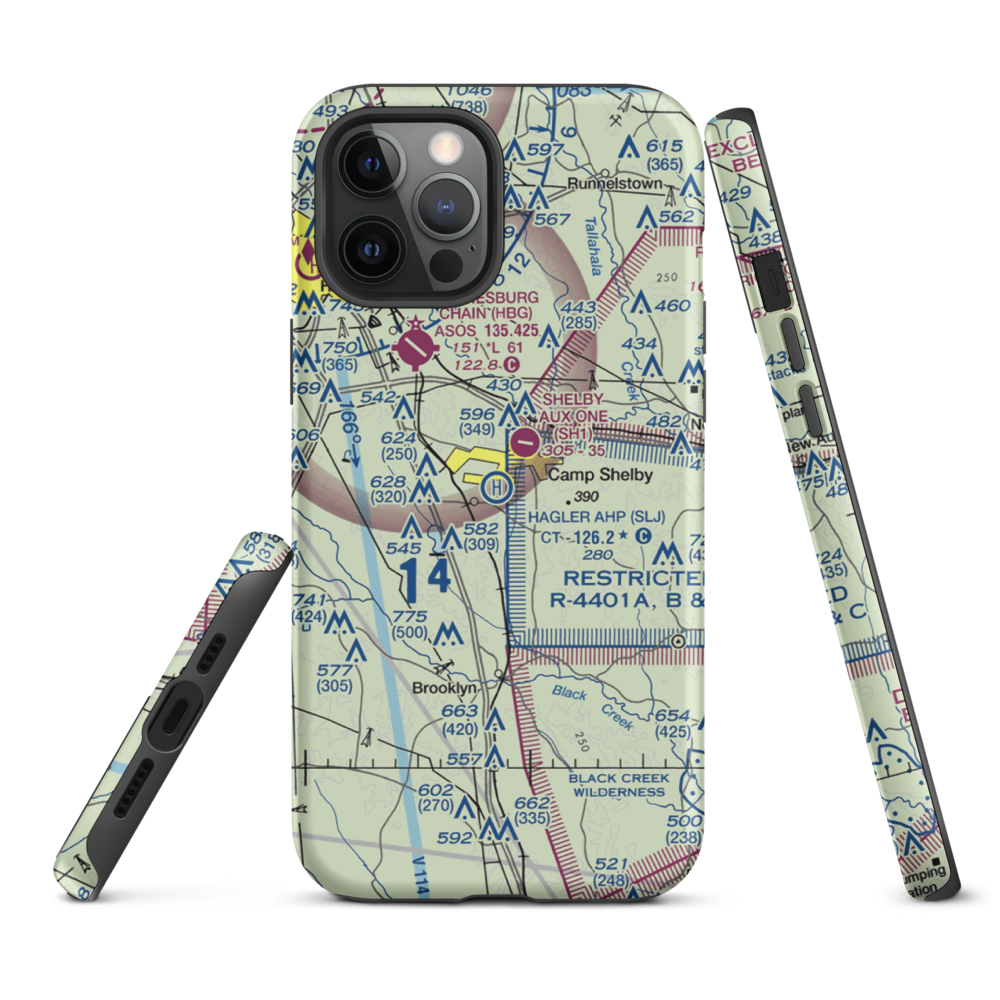 Hagler Army Heliport (SLJ) VFR Sectional  Tough iPhone Case iPhone 12 Pro Max model shown