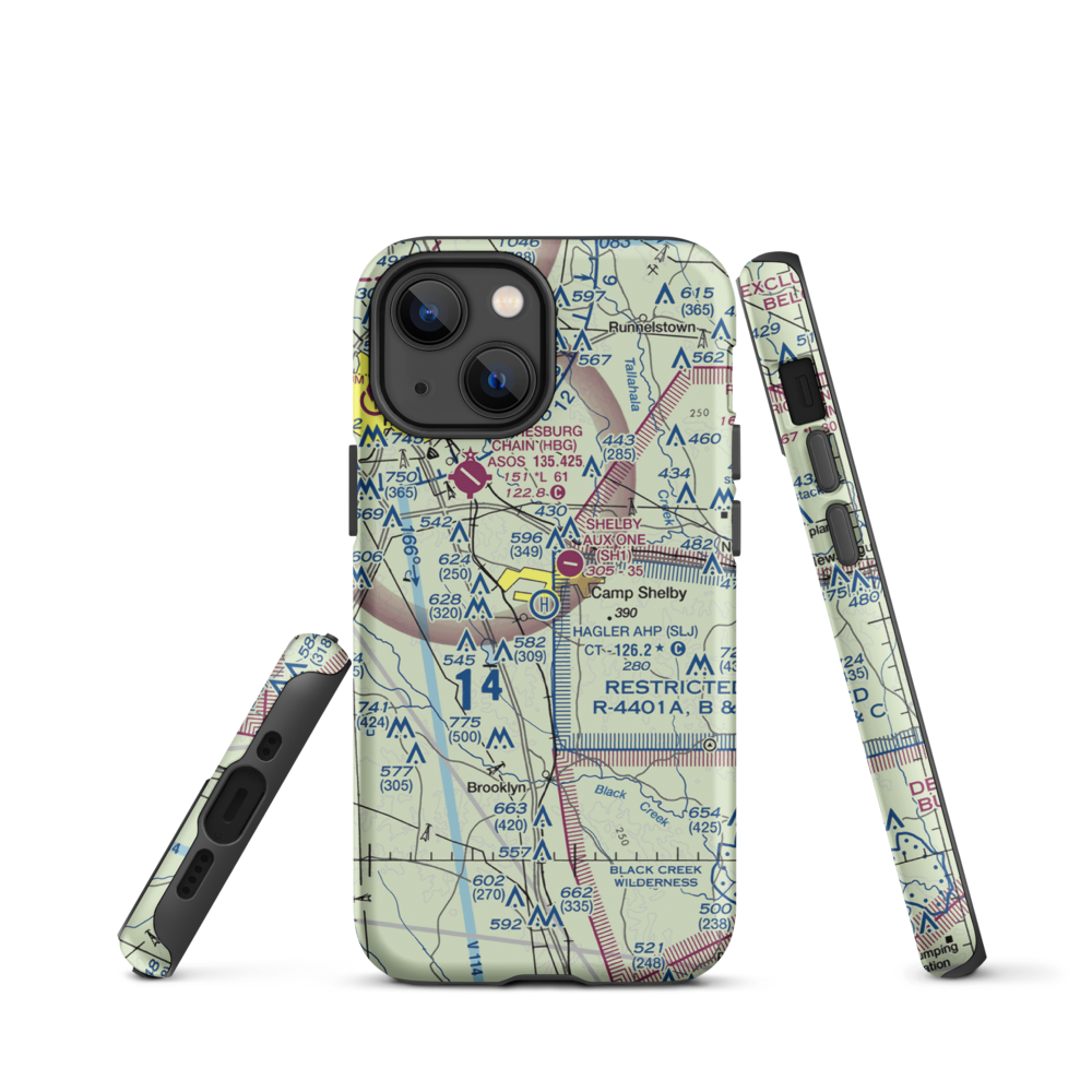 Hagler Army Heliport (SLJ) VFR Sectional  Tough iPhone Case iPhone 13 mini model shown