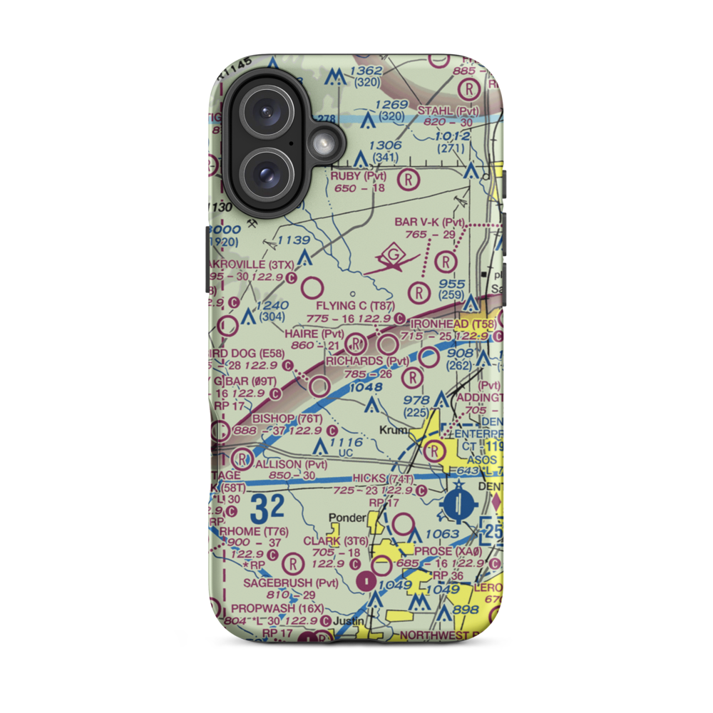 Haire Airport (TX33) VFR Sectional  Tough iPhone Case iPhone 16 Plus model shown