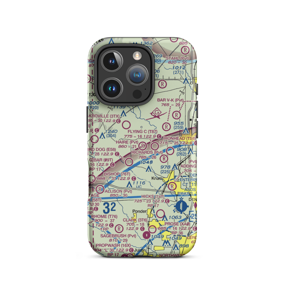 Haire Airport (TX33) VFR Sectional  Tough iPhone Case iPhone 16 Pro model shown