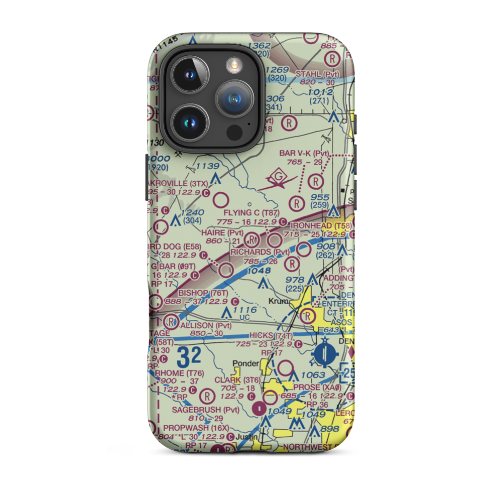 Haire Airport (TX33) VFR Sectional  Tough iPhone Case iPhone 16 Pro Max model shown