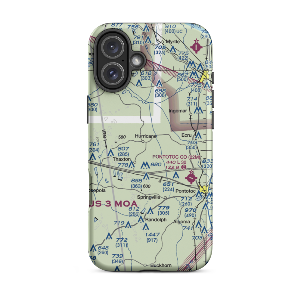 Hale Field (0MS7) VFR Sectional  Tough iPhone Case iPhone 16 Plus model shown