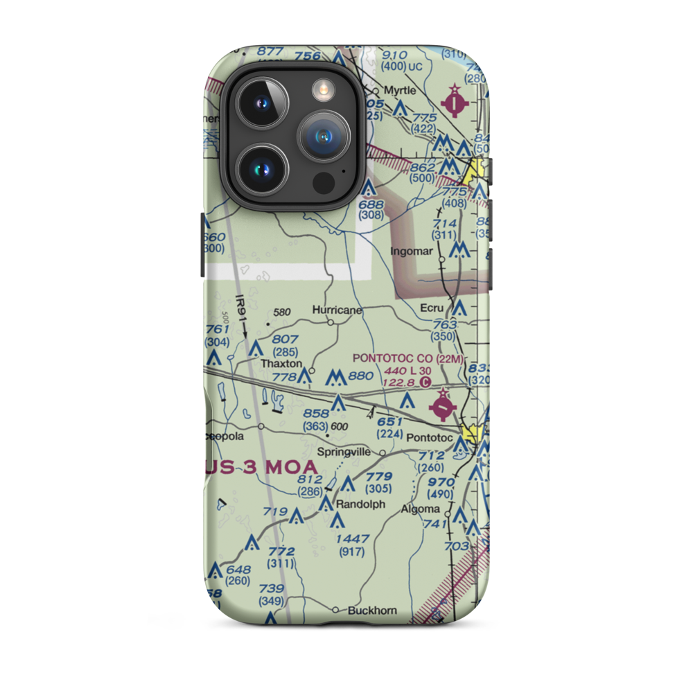 Hale Field (0MS7) VFR Sectional  Tough iPhone Case iPhone 16 Pro Max model shown