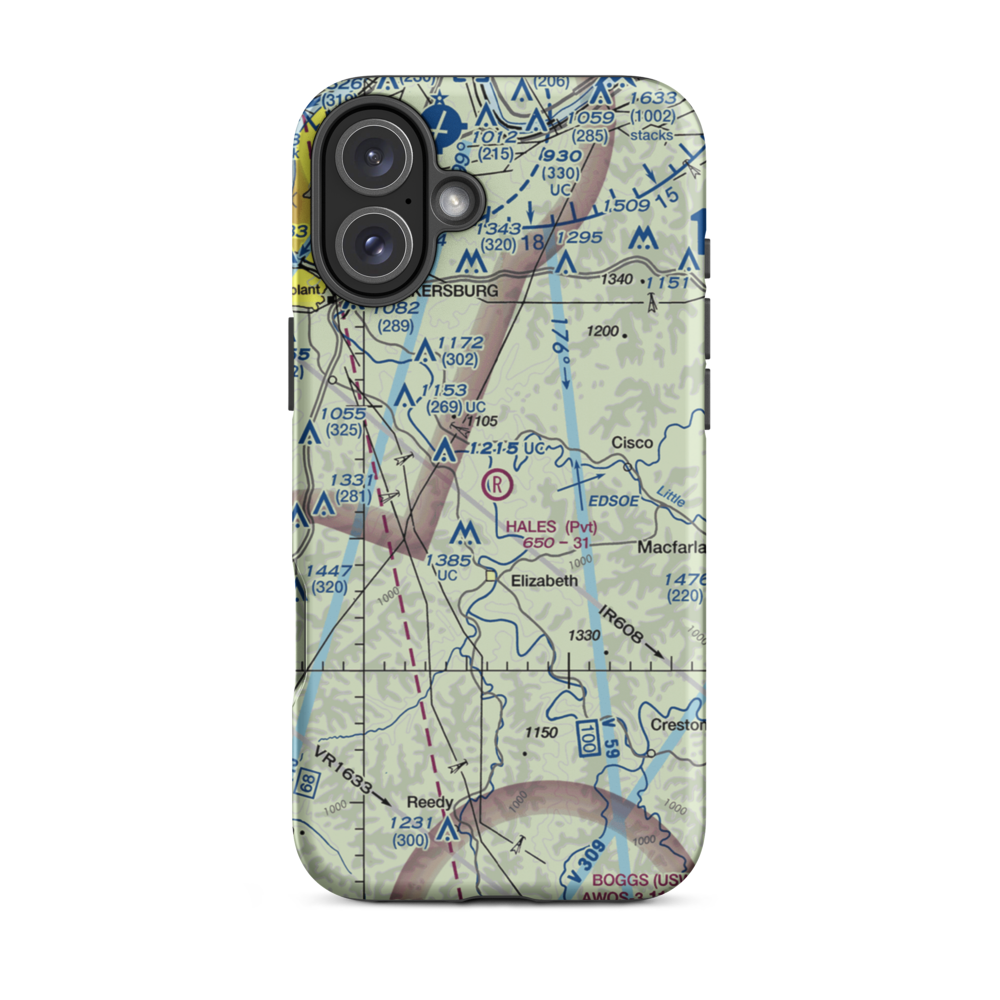 Hales Landing Airport (2WV3) VFR Sectional  Tough iPhone Case iPhone 16 Plus model shown