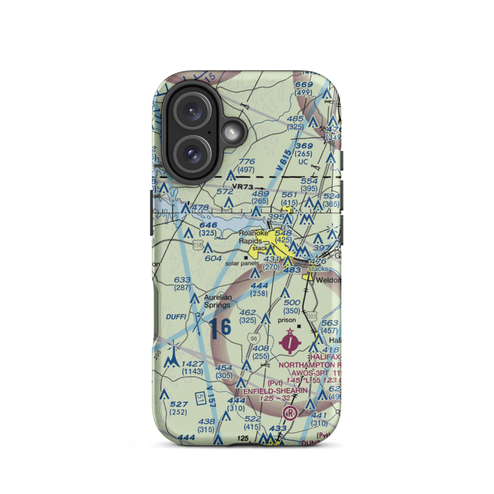 Halifax County Airport (RZZ) VFR Sectional  Tough iPhone Case iPhone 16 model shown