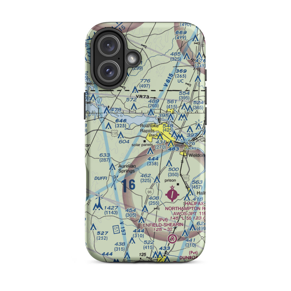 Halifax County Airport (RZZ) VFR Sectional  Tough iPhone Case iPhone 16 Plus model shown