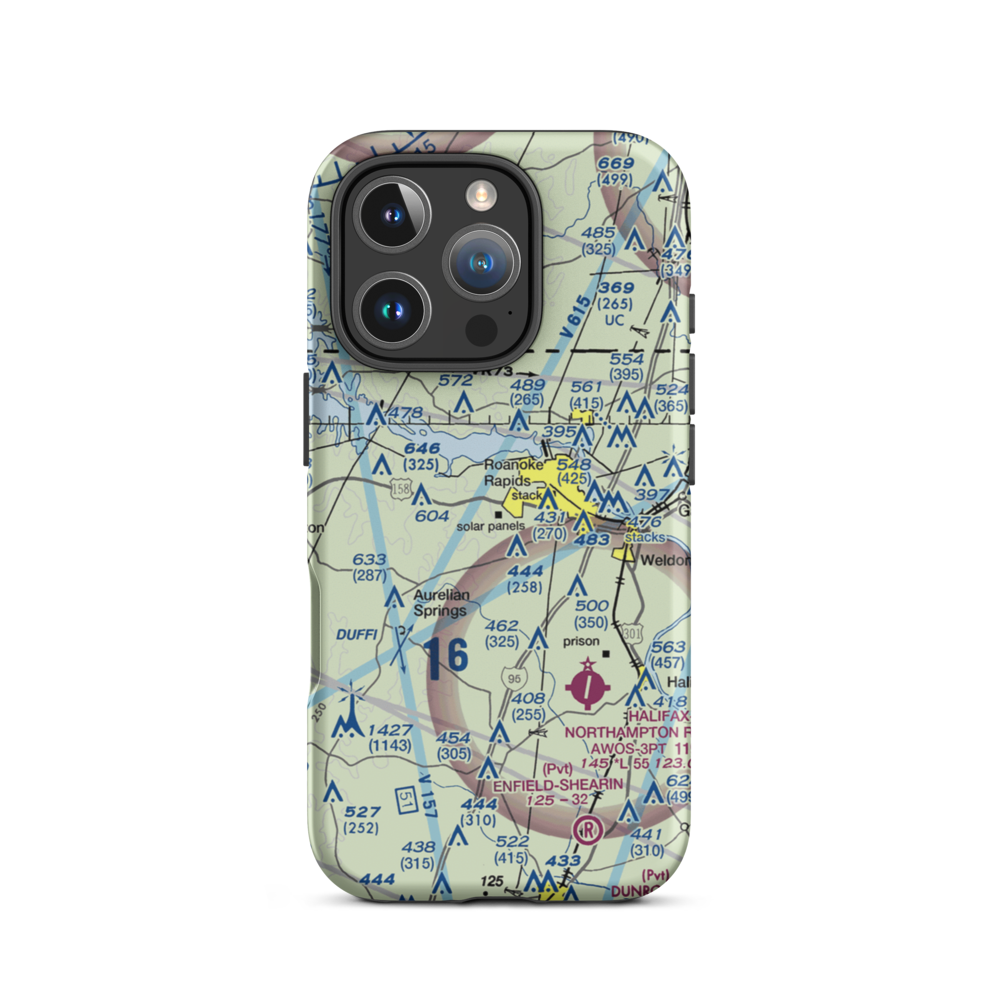 Halifax County Airport (RZZ) VFR Sectional  Tough iPhone Case iPhone 16 Pro model shown