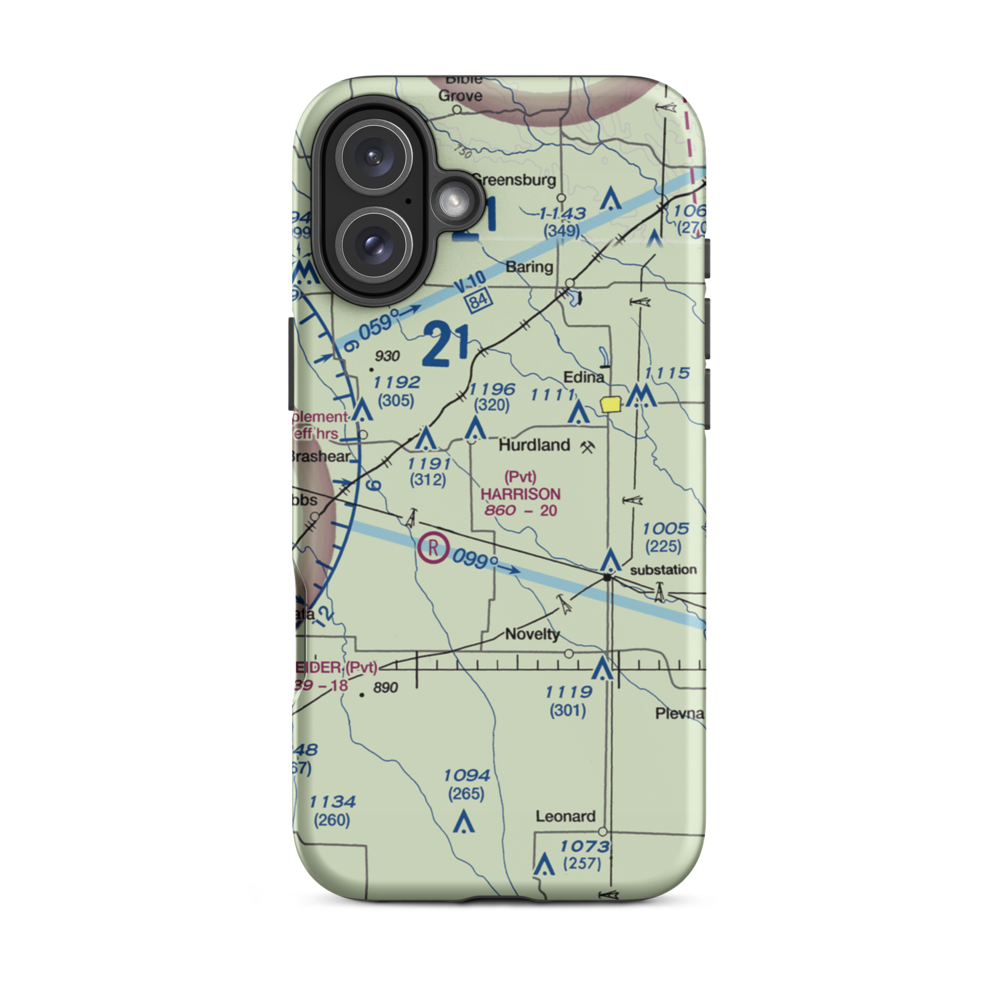 Hall Airport (0MO6) VFR Sectional  Tough iPhone Case iPhone 16 Plus model shown