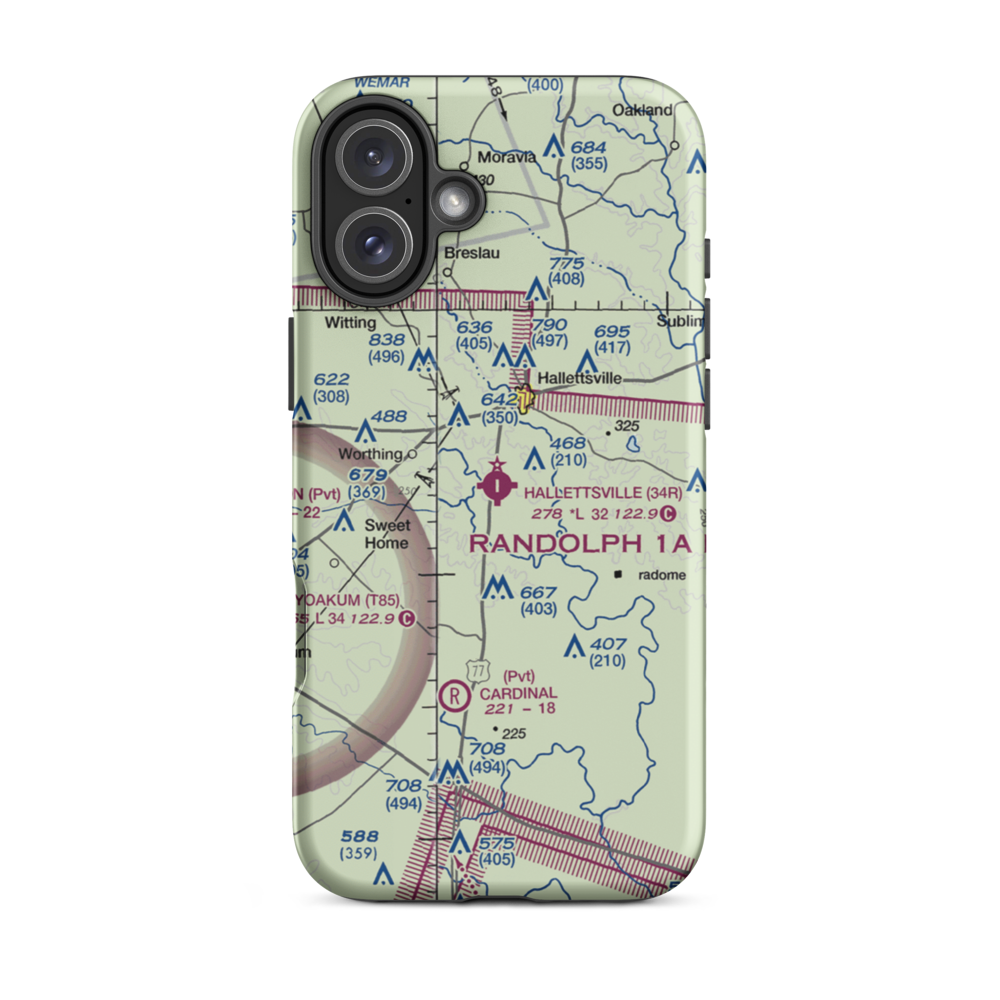 Hallettsville Municipal Airport (34R) VFR Sectional  Tough iPhone Case iPhone 16 Plus model shown