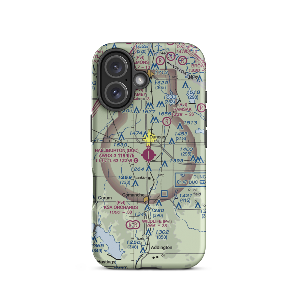Halliburton Field (DUC) VFR Sectional  Tough iPhone Case iPhone 16 model shown