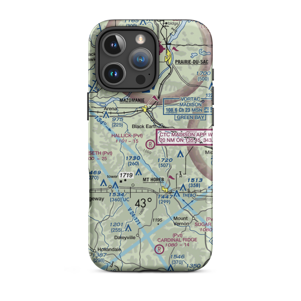 Hallick Farm Airport (WI66) VFR Sectional  Tough iPhone Case iPhone 16 Pro Max model shown