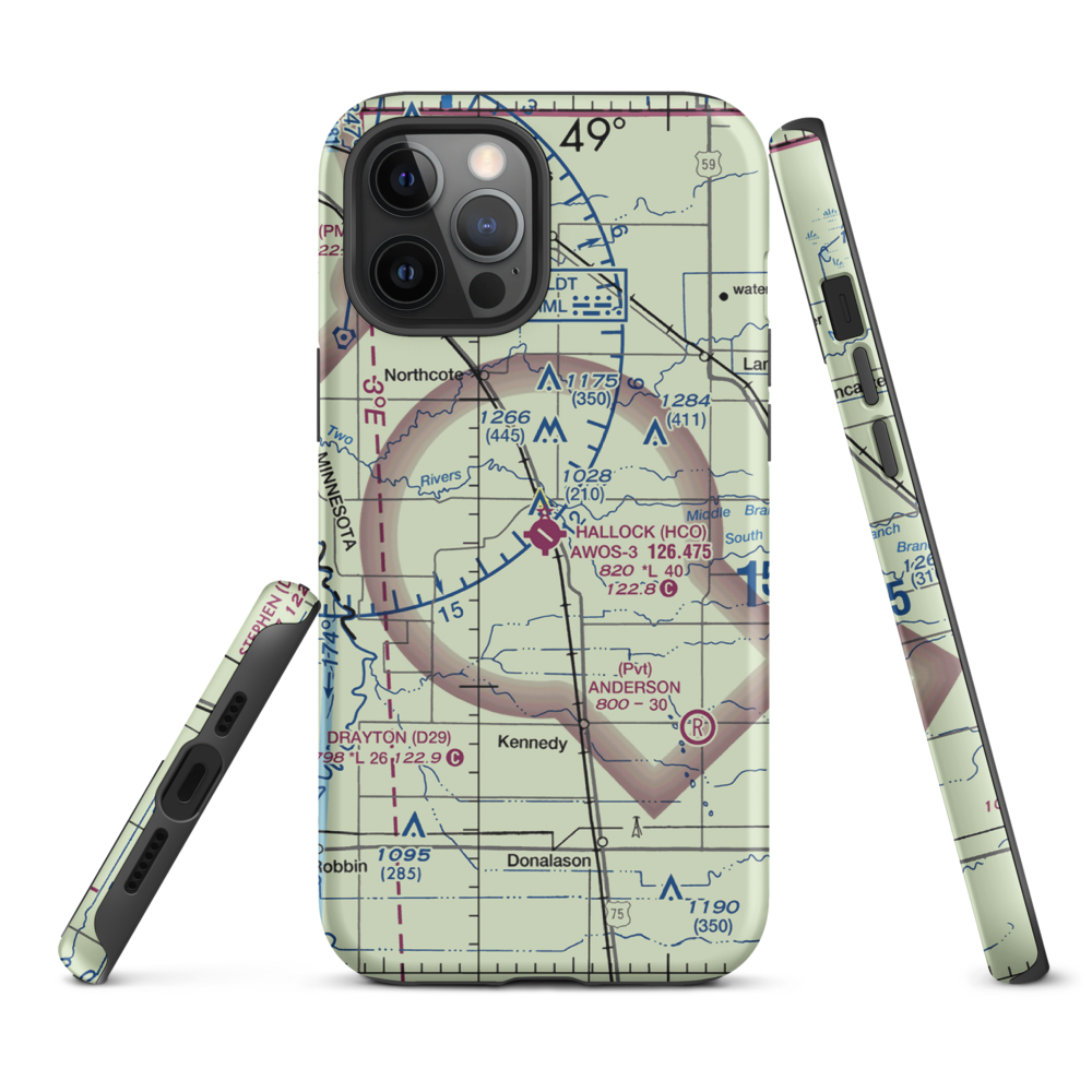 Hallock Municipal Airport (HCO) VFR Sectional  Tough iPhone Case iPhone 12 Pro Max model shown