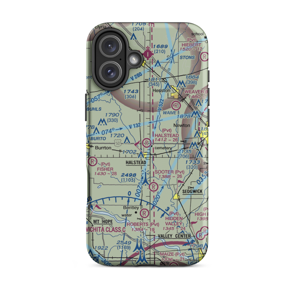 Halstead Airport (SN05) VFR Sectional  Tough iPhone Case iPhone 16 Plus model shown