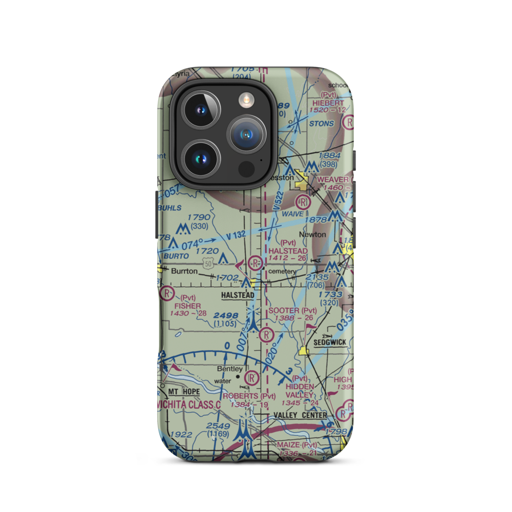 Halstead Airport (SN05) VFR Sectional  Tough iPhone Case iPhone 16 Pro model shown