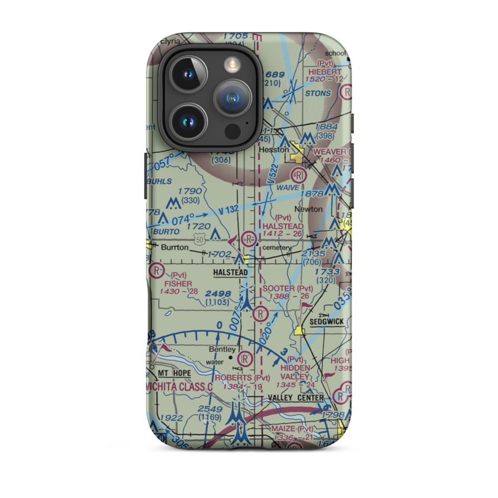 Halstead Airport (SN05) VFR Sectional  Tough iPhone Case iPhone 16 Pro Max model shown