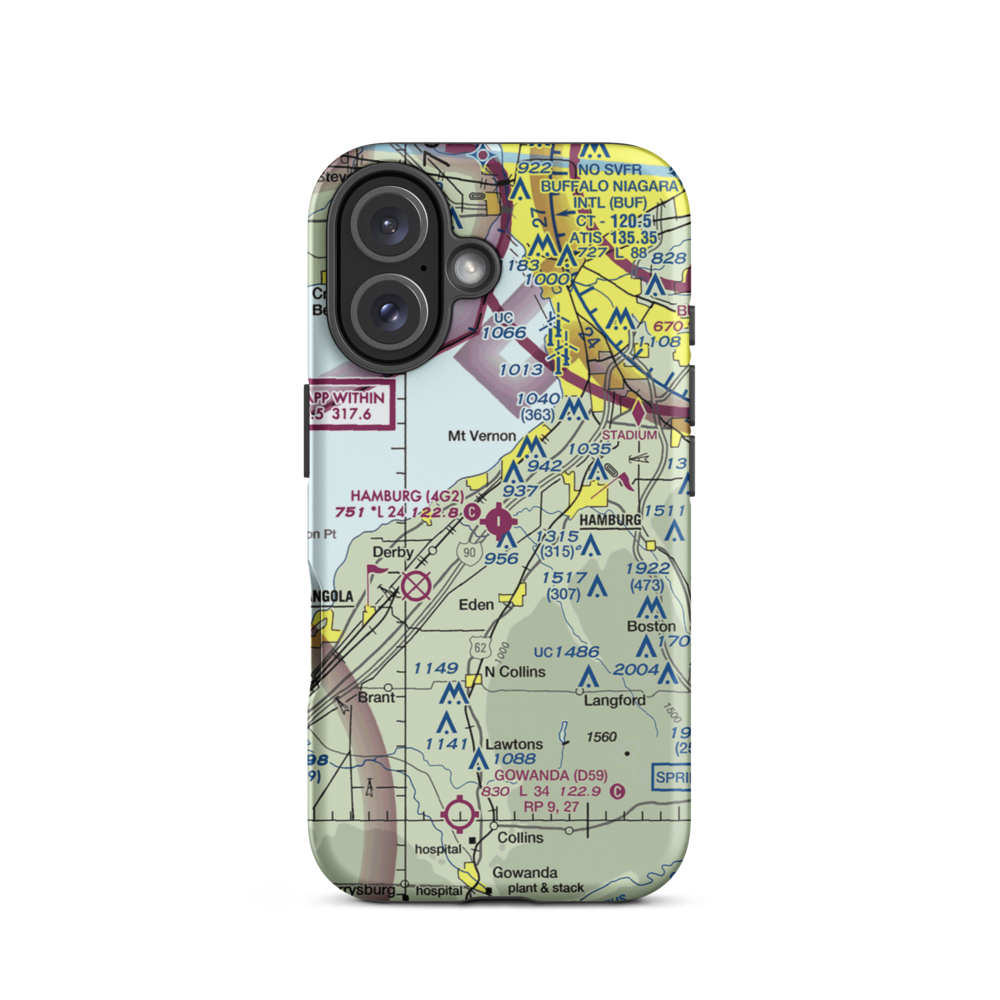 Hamburg Inc Airport (4G2) VFR Sectional  Tough iPhone Case iPhone 16 model shown
