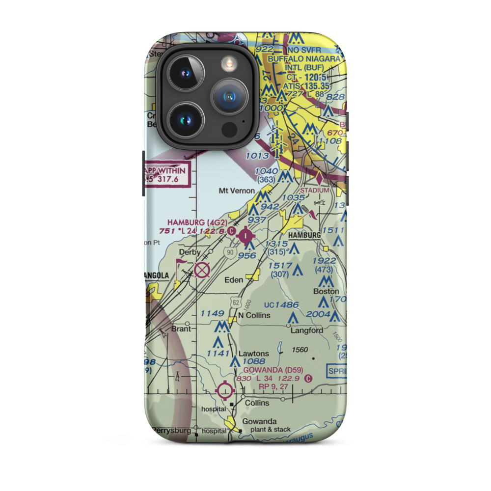 Hamburg Inc Airport (4G2) VFR Sectional  Tough iPhone Case iPhone 16 Pro Max model shown