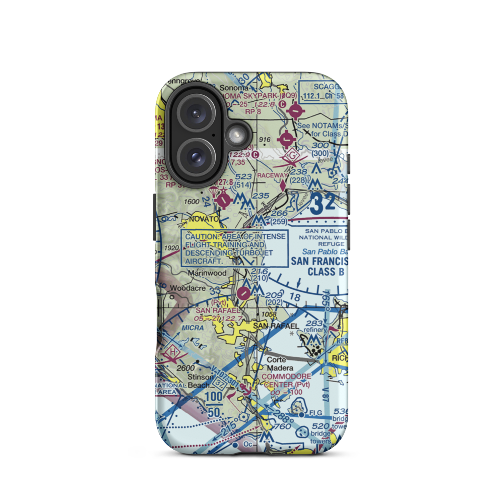 Hamilton Field (SRF) VFR Sectional  Tough iPhone Case iPhone 16 model shown