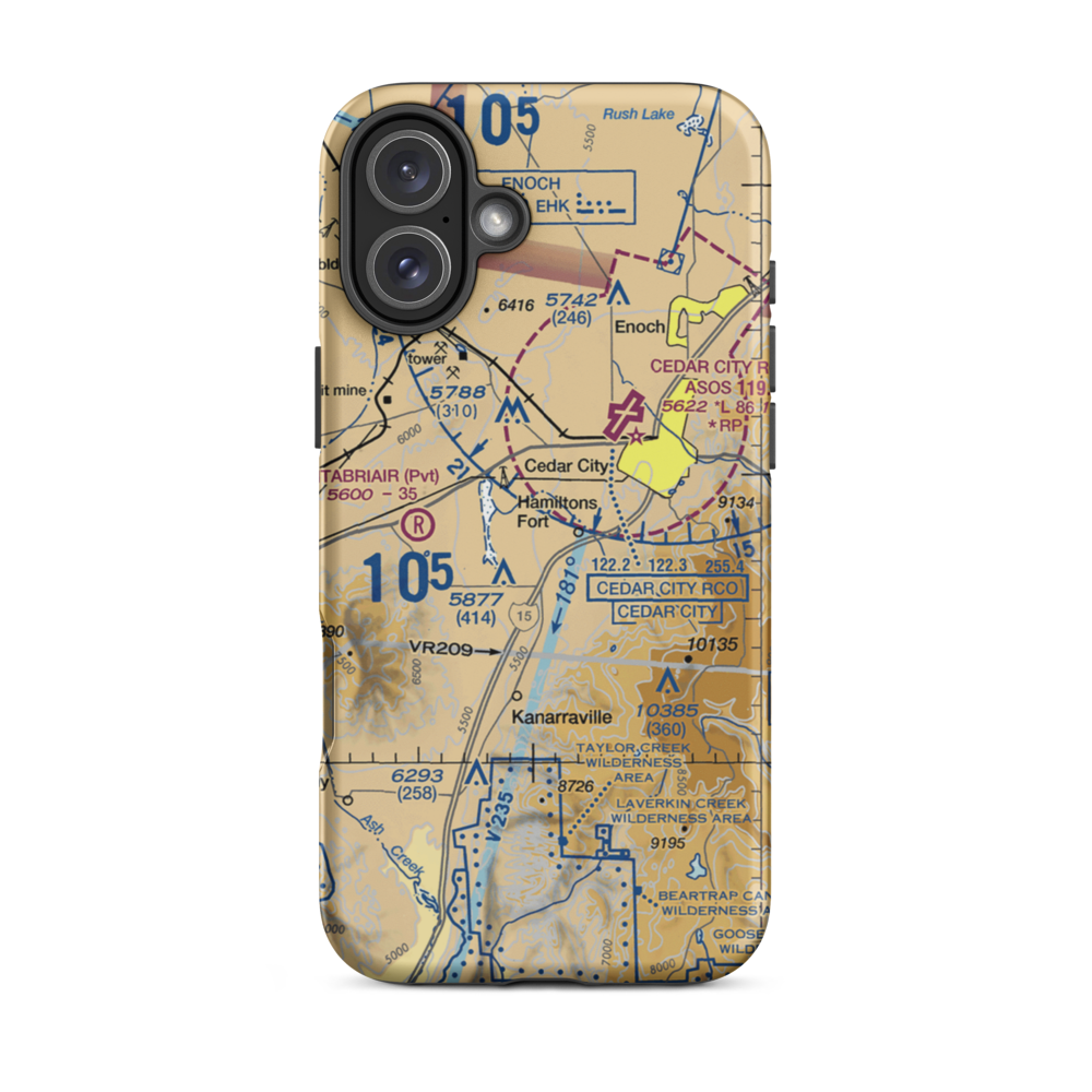 Hamilton Fort Ranch Airport (UT80) VFR Sectional  Tough iPhone Case iPhone 16 Plus model shown