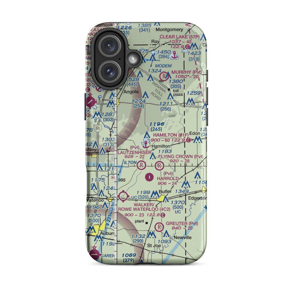 Hamilton Lake Seaplane Base (01F) VFR Sectional  Tough iPhone Case iPhone 16 Plus model shown