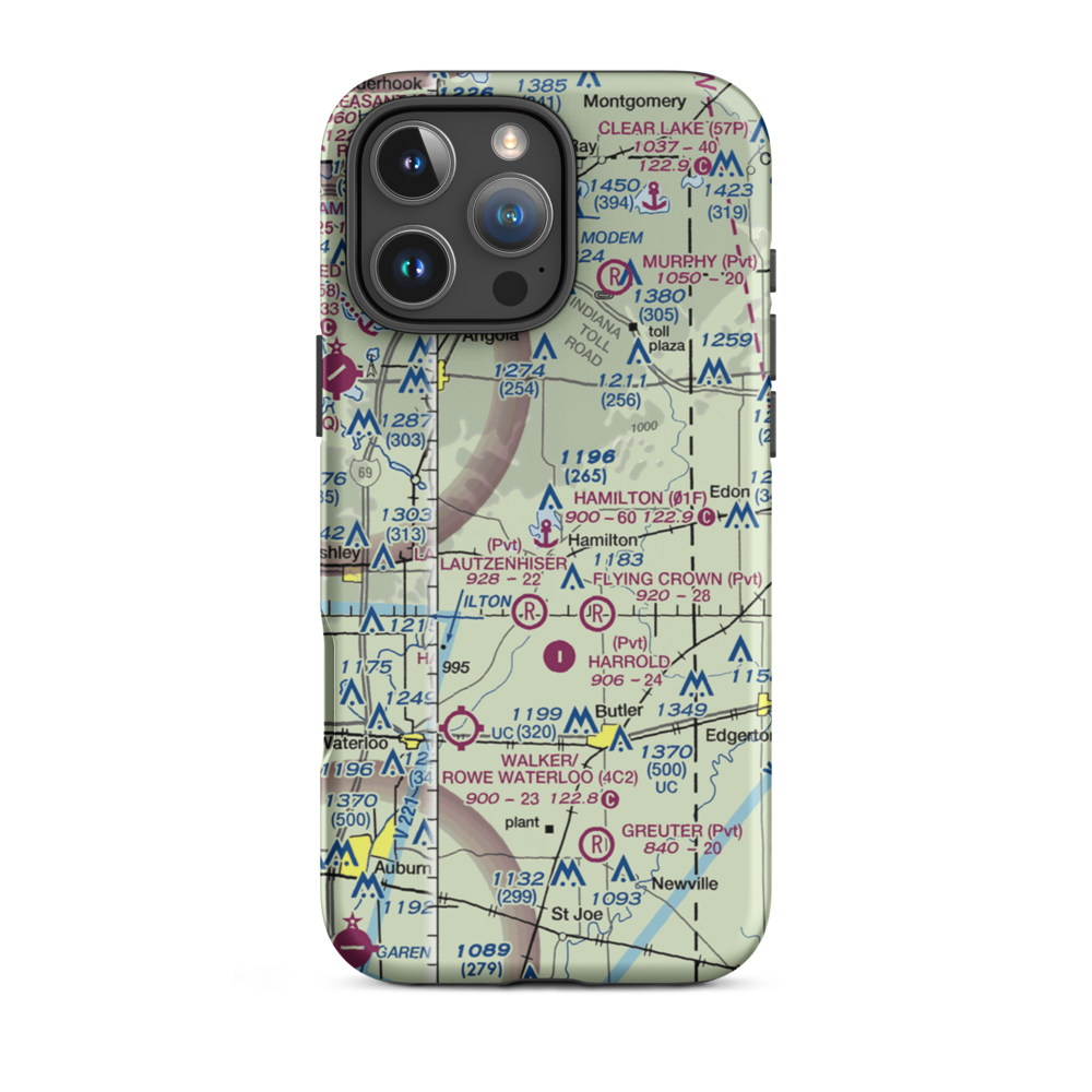 Hamilton Lake Seaplane Base (01F) VFR Sectional  Tough iPhone Case iPhone 16 Pro Max model shown