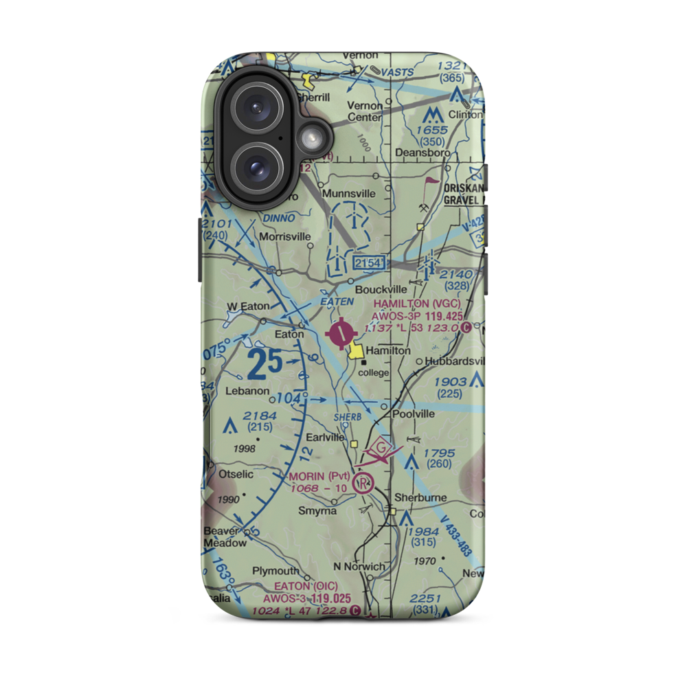 Hamilton Municipal Airport (VGC) VFR Sectional  Tough iPhone Case iPhone 16 Plus model shown