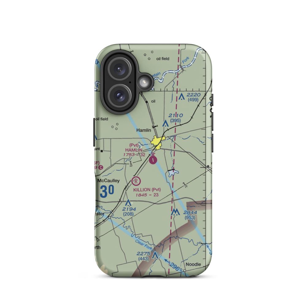 Hamlin Airport (16TX) VFR Sectional  Tough iPhone Case iPhone 16 model shown