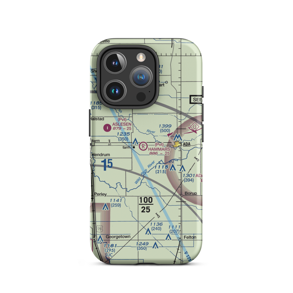 Hammars Farm Airport (MN01) VFR Sectional  Tough iPhone Case iPhone 16 Pro model shown