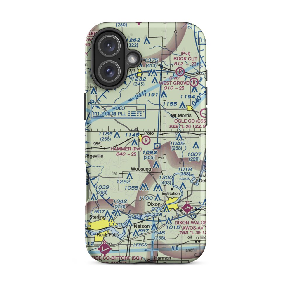 Hammer Airport (00IL) VFR Sectional  Tough iPhone Case iPhone 16 Plus model shown